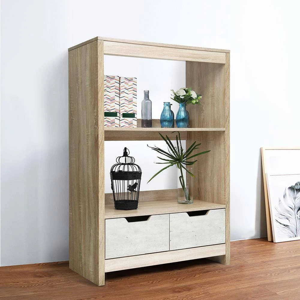 Mcgill Light Brown Storage Cabinet with 2-Drawers by Homy Casa 6 Mcgill Light Brown Storage Cabinet with 2-Drawers by Homy Casa - Image 4