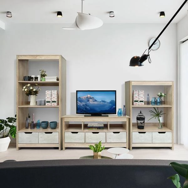 Mcgill Light Brown Storage Cabinet with 2-Drawers by Homy Casa 4 Mcgill Light Brown Storage Cabinet with 2-Drawers by Homy Casa - Image 2