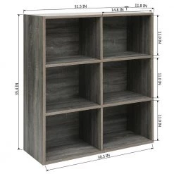 Mckinley 35.4 in. Wood Color 6-Shelf Standard Bookcase by Homy Casa -Homy Casa Shop wood homy casa bookcases bookshelves mckinley a 1f 1000
