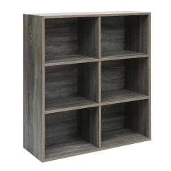 Mckinley 35.4 in. Wood Color 6-Shelf Standard Bookcase by Homy Casa