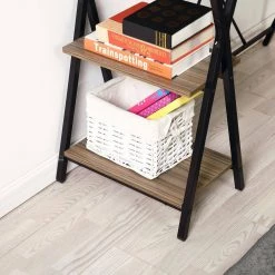 Maddie 47 in. Brown Manufactured Wood Computer Writing Desk with 2 Shelves by Homy Casa -Homy Casa Shop wood homy casa computer desks maddie lmkz 1d 1000