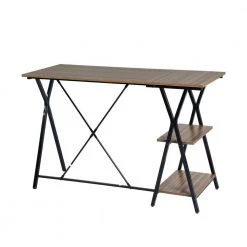 Maddie 47 in. Brown Manufactured Wood Computer Writing Desk with 2 Shelves by Homy Casa -Homy Casa Shop wood homy casa computer desks maddie lmkz 1f 1000