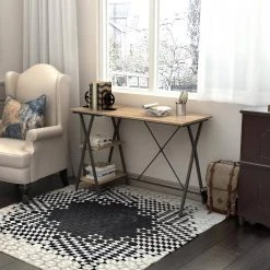 Maddie 47 in. Brown Manufactured Wood Computer Writing Desk with 2 Shelves by Homy Casa -Homy Casa Shop wood homy casa computer desks maddie lmkz 31 1000