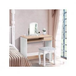 Tik 31.5 in. Rectangular Light Brown 1-Drawer Writing Desk by Homy Casa -Homy Casa Shop wood homy casa computer desks tik 31 1000