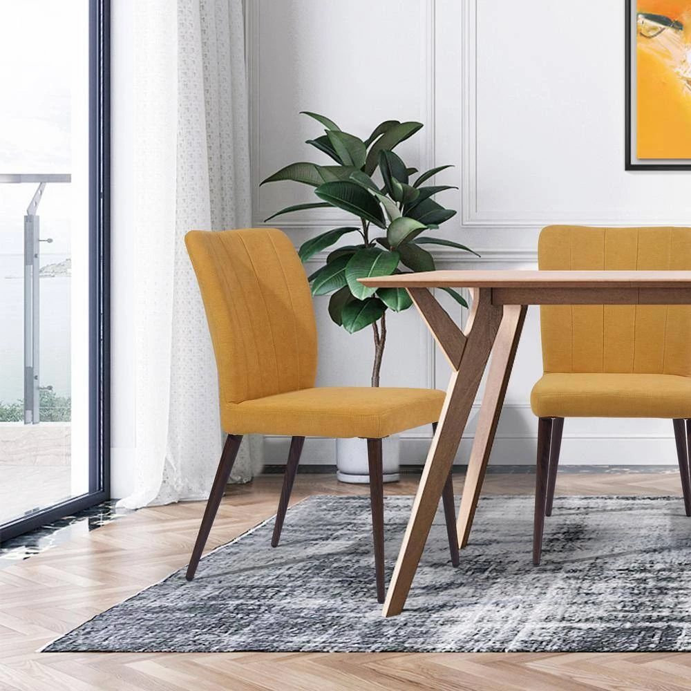 Upholstered Yellow Parsons Chair (Set of 2) by Homy Casa 12 Upholstered Yellow Parsons Chair (Set of 2) by Homy Casa - Image 10