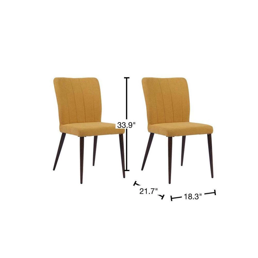 Upholstered Yellow Parsons Chair (Set of 2) by Homy Casa 5 Upholstered Yellow Parsons Chair (Set of 2) by Homy Casa - Image 3