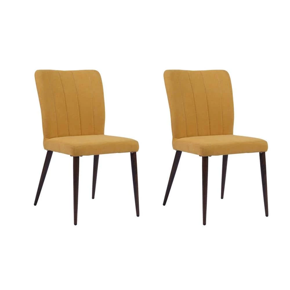 Upholstered Yellow Parsons Chair (Set of 2) by Homy Casa 3 Upholstered Yellow Parsons Chair (Set of 2) by Homy Casa