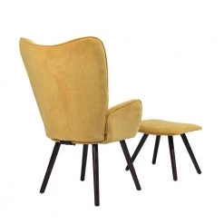 Kas Yellow Fabric Upholstered Tufted Armrest Wingback Arm Chair With Ottoman by Homy Casa -Homy Casa Shop yellow homy casa accent chairs kas ottoman sunrise 1f 1000