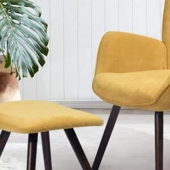 Kas Yellow Fabric Upholstered Tufted Armrest Wingback Arm Chair With Ottoman by Homy Casa -Homy Casa Shop yellow homy casa accent chairs kas ottoman sunrise 66 1000