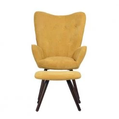 Kas Yellow Fabric Upholstered Tufted Armrest Wingback Arm Chair With Ottoman by Homy Casa -Homy Casa Shop yellow homy casa accent chairs kas ottoman sunrise c3 1000