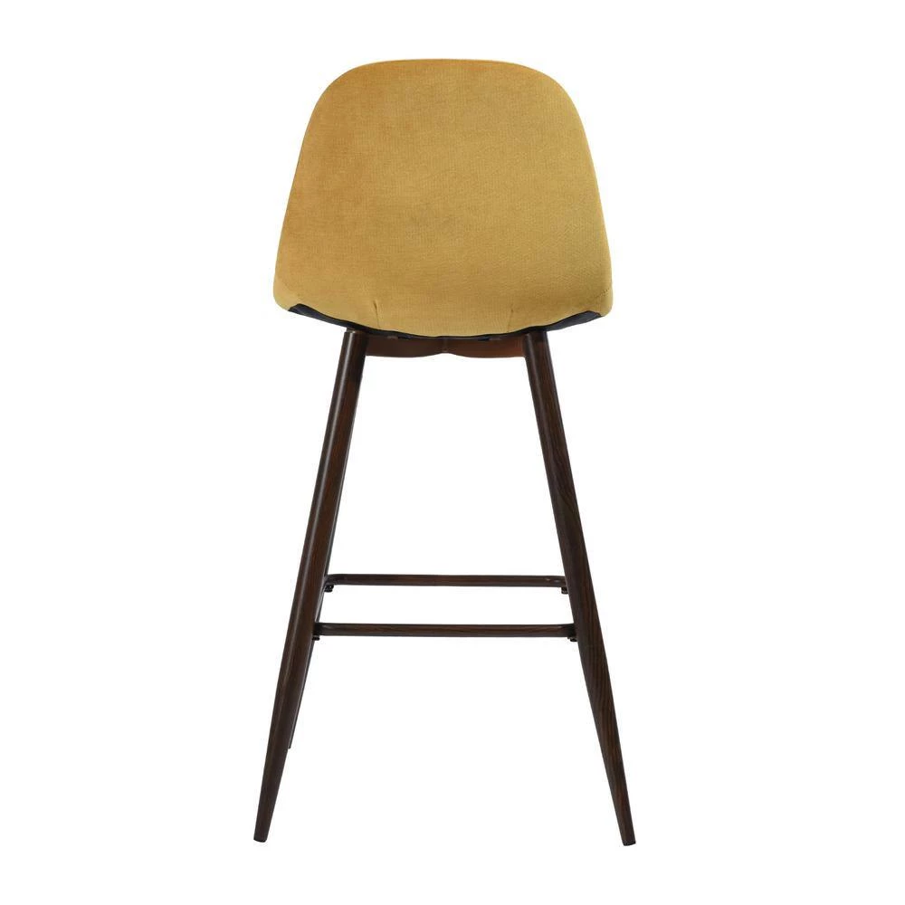 Charlton 37.4 in Yellow Low Back Metal Frame Counter Stool with Fabric Seat (Set of 2) by Homy Casa 9 Charlton 37.4 in Yellow Low Back Metal Frame Counter Stool with Fabric Seat (Set of 2) by Homy Casa - Image 7