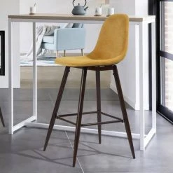 Charlton 37.4 in Yellow Low Back Metal Frame Counter Stool with Fabric Seat (Set of 2) by Homy Casa 23 Charlton 37.4 in Yellow Low Back Metal Frame Counter Stool with Fabric Seat (Set of 2) by Homy Casa -Homy Casa Shop yellow homy casa bar stools hd charlton bar high terry yellow 31 1000