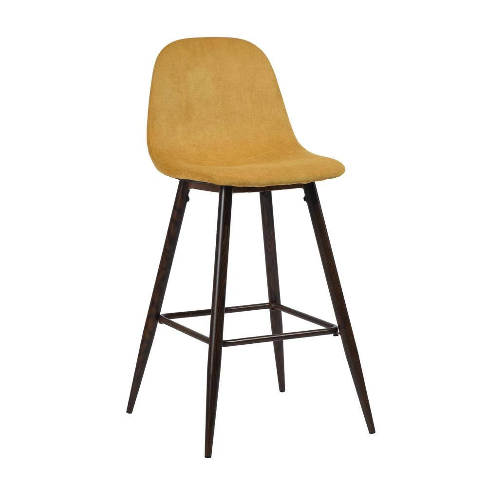 Charlton 37.4 in Yellow Low Back Metal Frame Counter Stool with Fabric Seat (Set of 2) by Homy Casa 6 Charlton 37.4 in Yellow Low Back Metal Frame Counter Stool with Fabric Seat (Set of 2) by Homy Casa - Image 4