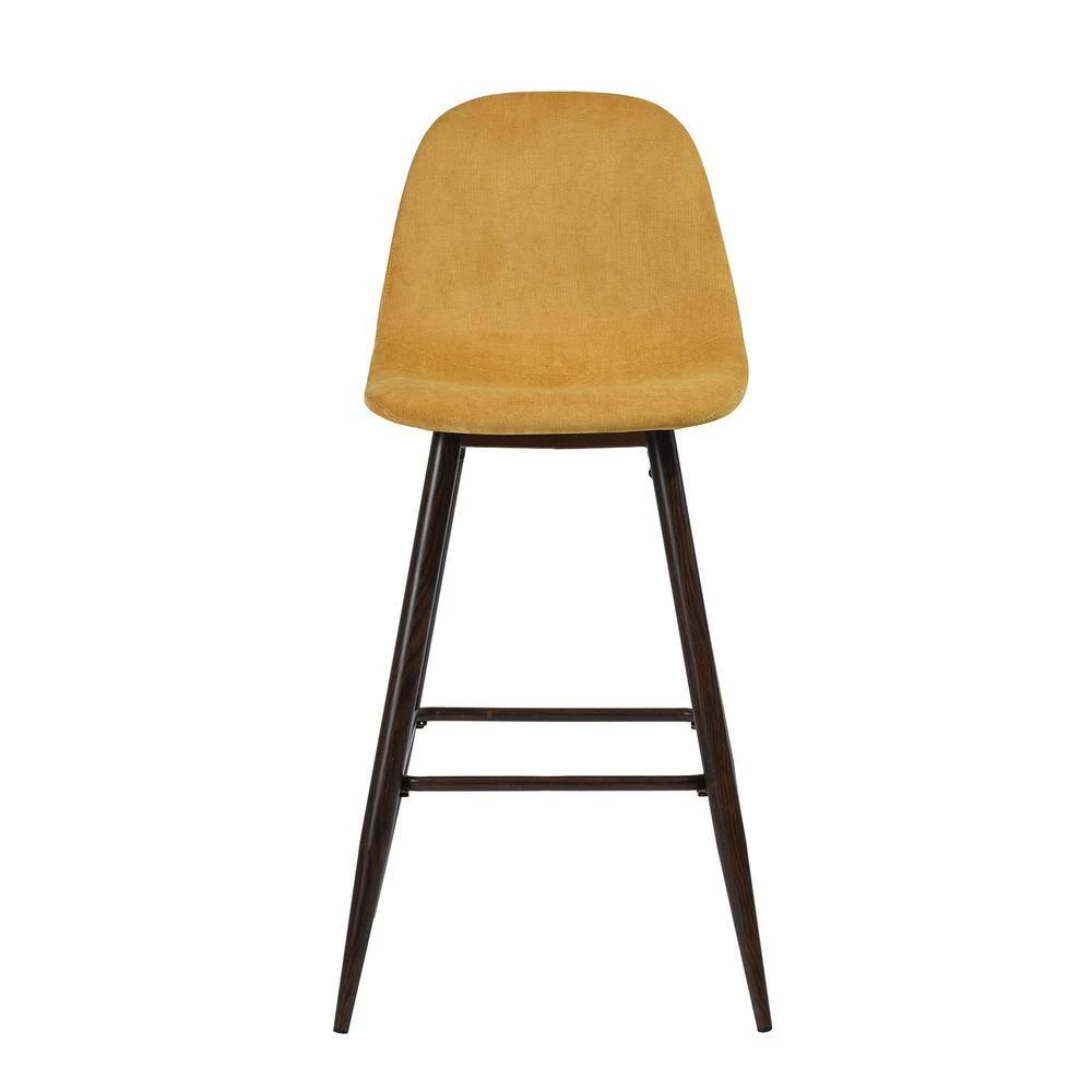 Charlton 37.4 in Yellow Low Back Metal Frame Counter Stool with Fabric Seat (Set of 2) by Homy Casa 7 Charlton 37.4 in Yellow Low Back Metal Frame Counter Stool with Fabric Seat (Set of 2) by Homy Casa - Image 5
