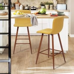 Scargill 39.8 in. Yellow Low Back Metal Fram Cushioned Bar Stool with Fabric Seat (Set of 2) by Homy Casa 19 Scargill 39.8 in. Yellow Low Back Metal Fram Cushioned Bar Stool with Fabric Seat (Set of 2) by Homy Casa -Homy Casa Shop yellow homy casa bar stools hd scargill bar yellow 31 1000