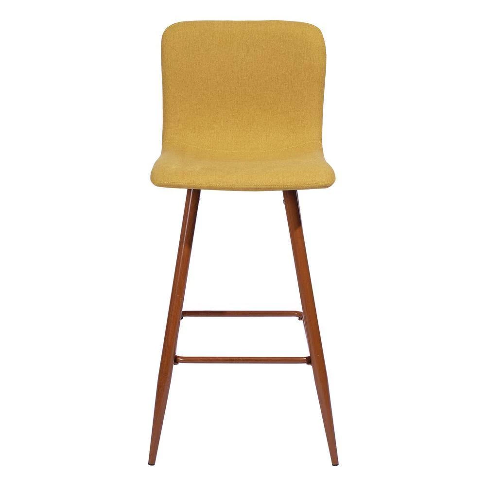 Scargill 39.8 in. Yellow Low Back Metal Fram Cushioned Bar Stool with Fabric Seat (Set of 2) by Homy Casa 5 Scargill 39.8 in. Yellow Low Back Metal Fram Cushioned Bar Stool with Fabric Seat (Set of 2) by Homy Casa - Image 3