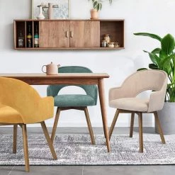 Aranguiz Yellow Fabric Upholstered Arm Dining Chairs ( Set of 2) by Homy Casa -Homy Casa Shop yellow homy casa dining chairs aranguiz terry fabric yellow ukfr 31 1000