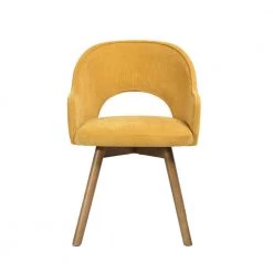 Aranguiz Yellow Fabric Upholstered Arm Dining Chairs ( Set of 2) by Homy Casa -Homy Casa Shop yellow homy casa dining chairs aranguiz terry fabric yellow ukfr 4f 1000