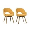 Aranguiz Yellow Fabric Upholstered Arm Dining Chairs ( Set of 2) by Homy Casa -Homy Casa Shop yellow homy casa dining chairs aranguiz terry fabric yellow ukfr 64 1000