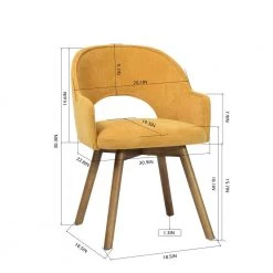 Aranguiz Yellow Fabric Upholstered Arm Dining Chairs ( Set of 2) by Homy Casa -Homy Casa Shop yellow homy casa dining chairs aranguiz terry fabric yellow ukfr 76 1000