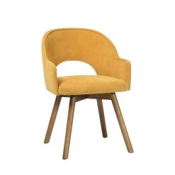 Aranguiz Yellow Fabric Upholstered Arm Dining Chairs ( Set of 2) by Homy Casa -Homy Casa Shop yellow homy casa dining chairs aranguiz terry fabric yellow ukfr c3 1000