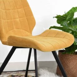 Yellow ining Chair Upholstered Fabric Side Chair (Set of 2) by Homy Casa -Homy Casa Shop yellow homy casa dining chairs safari yellow 4f 1000