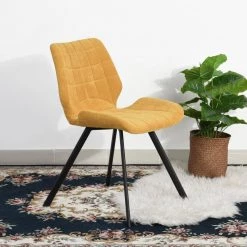 Yellow ining Chair Upholstered Fabric Side Chair (Set of 2) by Homy Casa -Homy Casa Shop yellow homy casa dining chairs safari yellow c3 1000