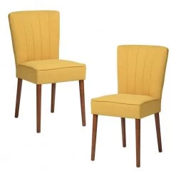 Thaddeus Yellow Fabric Upholstered Side Dining Chairs ( Set of 2 ) by Homy Casa