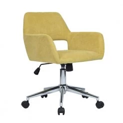 Computer Yellow Desk Chair Home Office Task Chair Upholstered Open Back Swivel Canary by Homy Casa