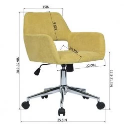 Computer Yellow Desk Chair Home Office Task Chair Upholstered Open Back Swivel Canary by Homy Casa -Homy Casa Shop yellow homy casa task chairs ross chrome canary 76 1000